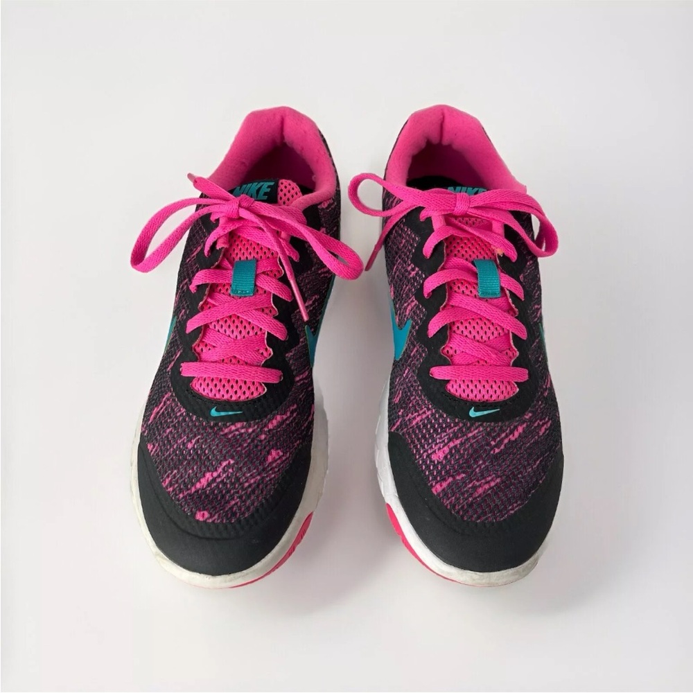 Pre-Owned Nike Womens Flex Experience RN 4 Pink/Black/Aqua Running Shoes, Sz 6.5